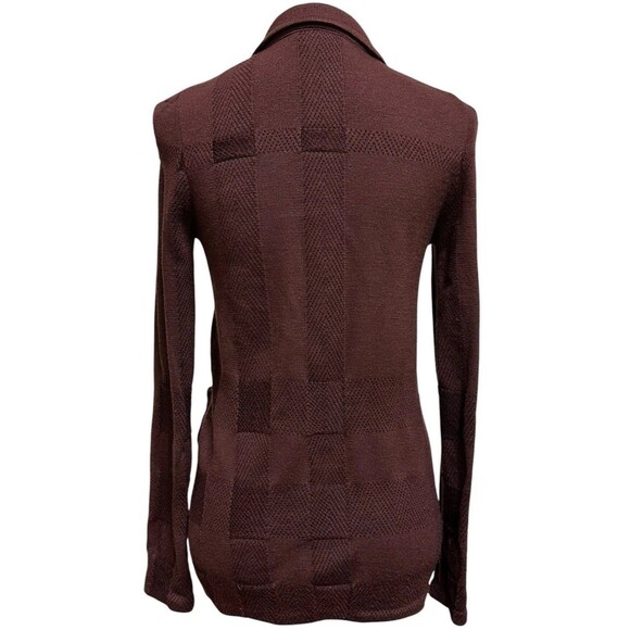 Burberry Brit Burgundy Merino Wool Silk Knit  Cardigan Size XS Minimalist Prep - Picture 3 of 13